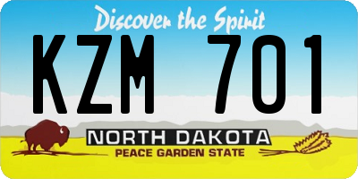ND license plate KZM701
