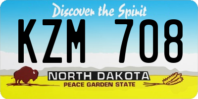 ND license plate KZM708