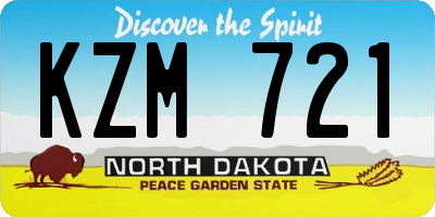 ND license plate KZM721