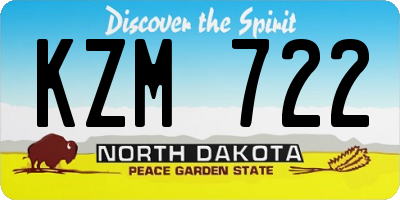 ND license plate KZM722
