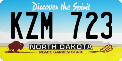 ND license plate KZM723