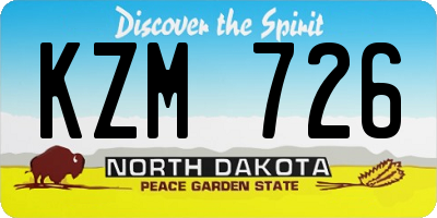 ND license plate KZM726