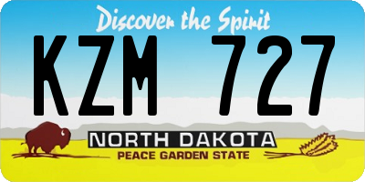 ND license plate KZM727