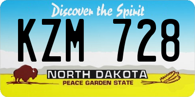 ND license plate KZM728