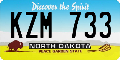 ND license plate KZM733