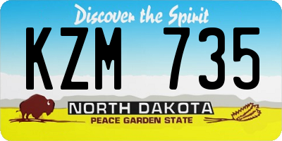 ND license plate KZM735