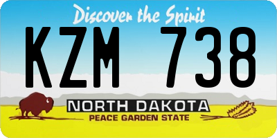 ND license plate KZM738