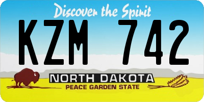 ND license plate KZM742