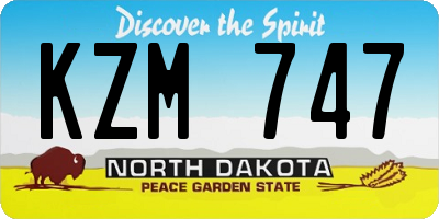ND license plate KZM747