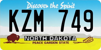ND license plate KZM749