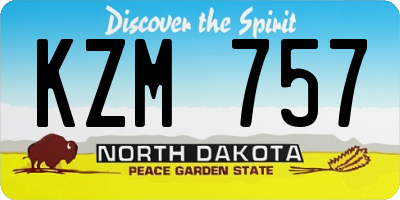ND license plate KZM757