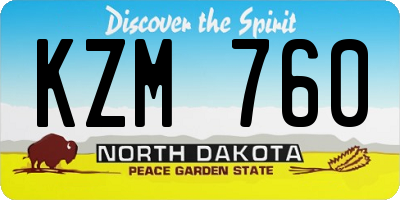 ND license plate KZM760