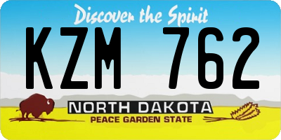 ND license plate KZM762