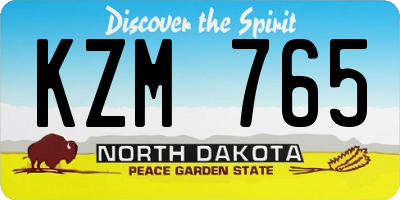 ND license plate KZM765