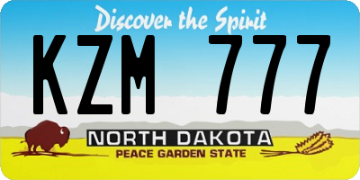 ND license plate KZM777