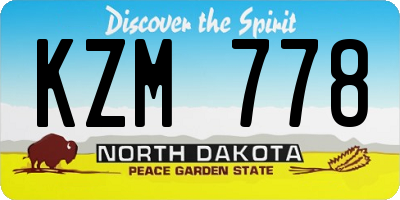 ND license plate KZM778