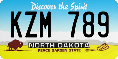 ND license plate KZM789