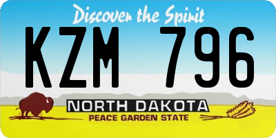 ND license plate KZM796