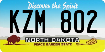 ND license plate KZM802