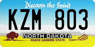 ND license plate KZM803