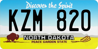 ND license plate KZM820