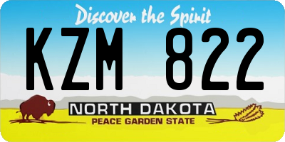 ND license plate KZM822