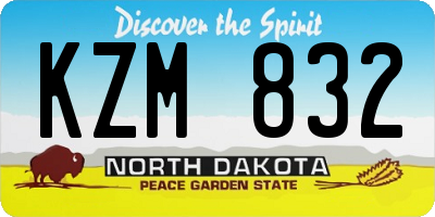 ND license plate KZM832