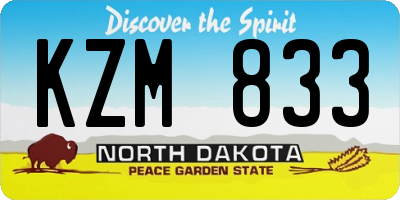ND license plate KZM833
