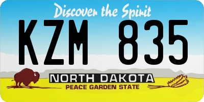 ND license plate KZM835