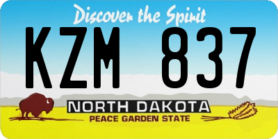ND license plate KZM837