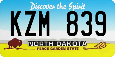 ND license plate KZM839