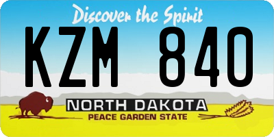 ND license plate KZM840