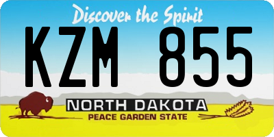ND license plate KZM855