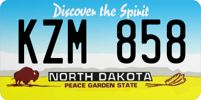 ND license plate KZM858