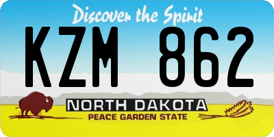ND license plate KZM862