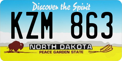 ND license plate KZM863