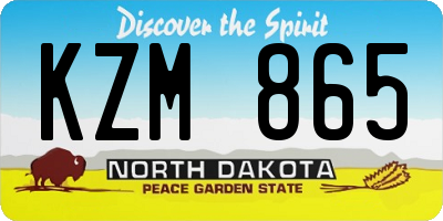 ND license plate KZM865