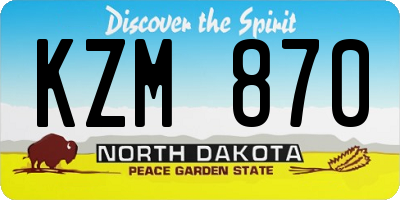 ND license plate KZM870