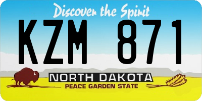 ND license plate KZM871