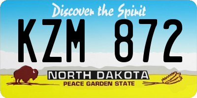 ND license plate KZM872