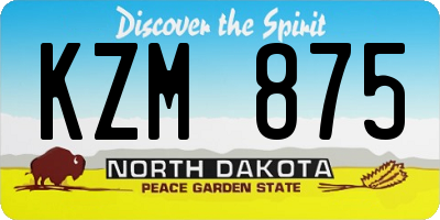 ND license plate KZM875