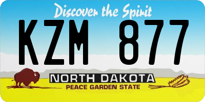 ND license plate KZM877