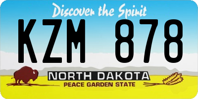 ND license plate KZM878
