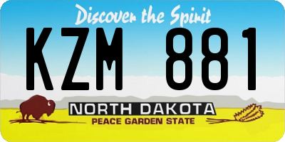 ND license plate KZM881