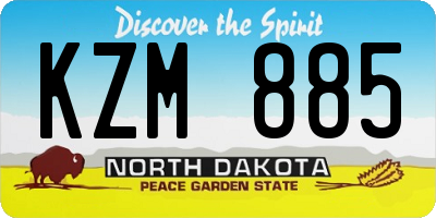 ND license plate KZM885