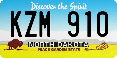 ND license plate KZM910