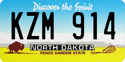 ND license plate KZM914