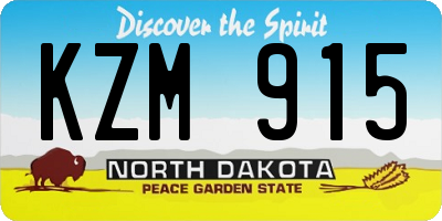 ND license plate KZM915
