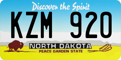 ND license plate KZM920