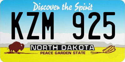 ND license plate KZM925
